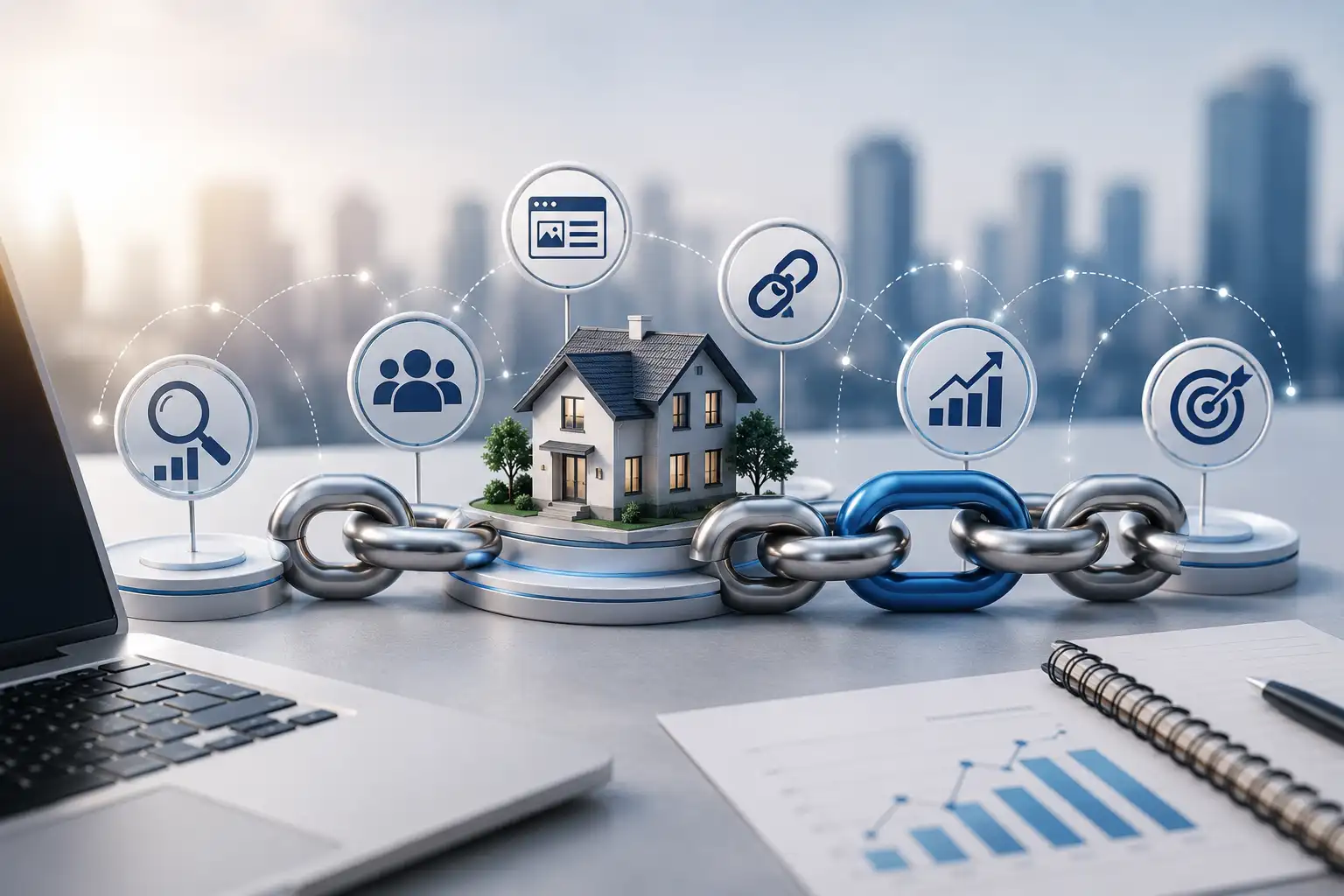 Real estate agent reviewing analytics